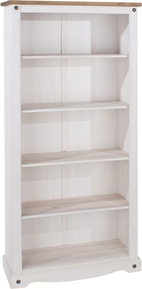 Product photograph of Corona White Mexican Tall Bookcase from Choice Furniture Superstore.